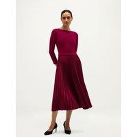 HOBBS Slash Neck Knitted Midi Dress Pink