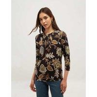 HOBBS Jersey Floral Crew Neck Slim Fit Top Green Mix