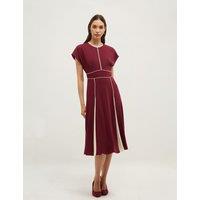 HOBBS Colour Block Pleated Skater Dress Purple Mix