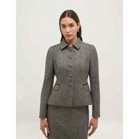 HOBBS Pure Wool Textured Short Jacket Black Mix