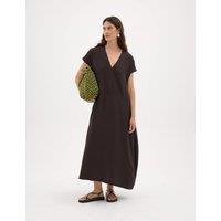 HUSH V-Neck Midi Dress Dark Brown