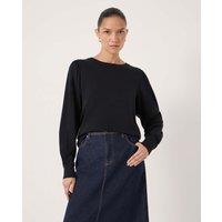 HUSH Pure Cotton Puff Sleeve Top Black