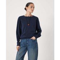 HUSH Pure Cotton Puff Sleeve Top Dark Navy