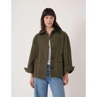 HUSH Cotton Rich Oversized Collared Barn Jacket Khaki