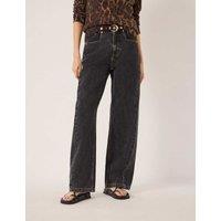 HUSH Mid Rise Wide Leg Jeans Black