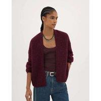 HUSH Wool Blend Textured Relaxed Cardigan Burgundy