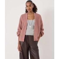 HUSH Wool Blend Textured Edge to Edge Cardigan Dark Pink
