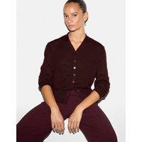 Jigsaw Pure Wool V-Neck Cardigan Burgundy