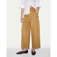 Jigsaw Cotton Rich Tailored Ankle Grazer Trousers Brown