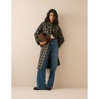 Nobody's Child Pure Cotton Checked Collared Car Coat Green