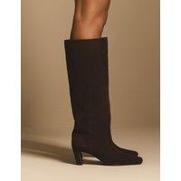 Nobody's Child Leather Square Toe Knee High Boots Brown