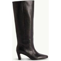 Nobody's Child Leather Square Toe Knee High Boots Black