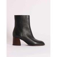 Nobody's Child Leather Block Heel Ankle Boots Black