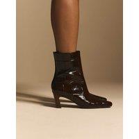 Nobody's Child Animal Print Leather Ankle Boot Brown