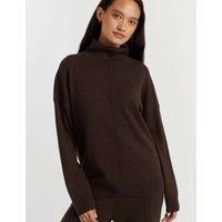 Chinti & Parker Wool Rich Roll Neck Jumper with Cashmere Dark Brown