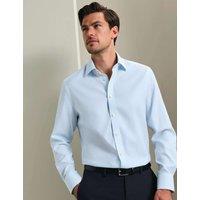 Charles Tyrwhitt Slim Fit Non Iron Pure Cotton Striped Shirt Light Blue Mix