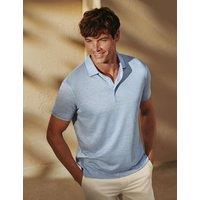 Charles Tyrwhitt Pure Linen Polo Shirt Blue