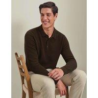 Charles Tyrwhitt Pure Cotton Textured Knitted Polo Shirt Chocolate