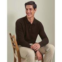 Charles Tyrwhitt Pure Cotton Textured Knitted Polo Shirt Chocolate