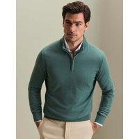 Charles Tyrwhitt Pure Merino Wool Half Zip Jumper Teal Green