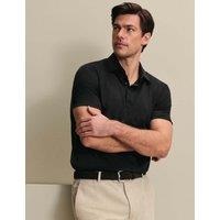 Charles Tyrwhitt Pure Linen Polo Shirt Black