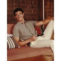 Charles Tyrwhitt Pure Cotton Textured Knitted Polo Shirt Taupe