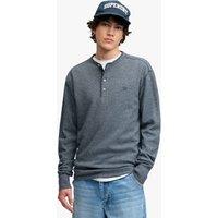 Superdry & Co Pure Cotton Waffle Grandad Collar Top Blue
