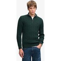 Superdry & Co Pure Cotton Cable Knit Half Zip Jumper Green