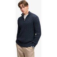 Superdry & Co Pure Cotton Cable Knit Half Zip Jumper Navy