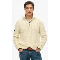 Superdry & Co Pure Cotton Cable Knit Half Zip Jumper Cream