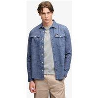 Superdry & Co Relaxed Fit Pure Cotton Herringbone Shirt Blue