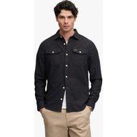Superdry & Co Relaxed Fit Pure Cotton Herringbone Shirt Black