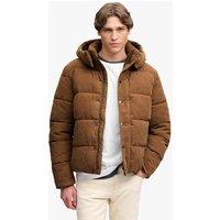 Superdry & Co Corduroy Hooded Puffer Jacker Brown