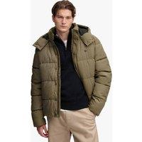 Superdry & Co Hooded Checked Puffer Jacket Brown Mix