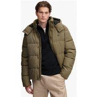 Superdry & Co Hooded Checked Puffer Jacket Brown Mix