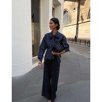 Never Fully Dressed Pure Cotton Pinstripe Bow Shirt Multi