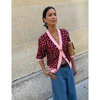 Never Fully Dressed Deer Print V-Neck Cardigan Burgundy Mix