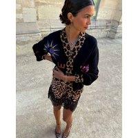 Never Fully Dressed Printed Long Sleeve Relaxed Cardigan Black Mix