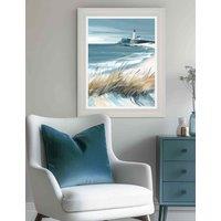 Gallery Direct Making Waves Framed Canvas Wall Art Pale Blue