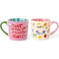 ELEANOR BOWMER Set of 2 Slogan Mugs Multi