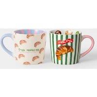 ELEANOR BOWMER Set of 2 Croissant Slogan Mugs Multi