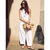 RO&ZO Pure Cotton Barrel Leg Ankle Grazer Trousers White