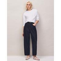 RO&ZO Mid Rise Barrel Leg Ankle Grazer Jeans Blue Denim