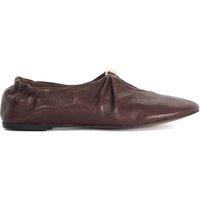Dune London Leather Flat Round Toe Ballet Pumps Burgundy