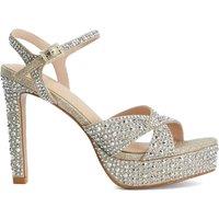 Dune London Diamante Ankle Strap Platform Stiletto Heels Gold
