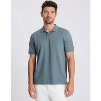 MOSS Cotton Rich Pique Polo Shirt Teal