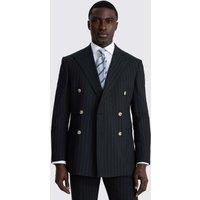 MOSS Tailored Fit Pinstripe Double Breasted Suit Jacket Navy Mix