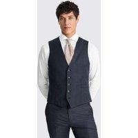 MOSS Tailored Wool Rich Performance Check Waistcoat Navy Mix