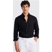 MOSS Tailored Fit Pure Linen Shirt Black