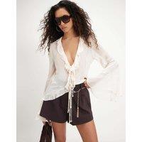 River Island Pleated Shorts Brown